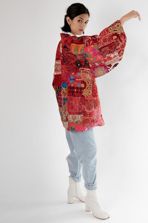 Kimono Embroidered Patchwork Yayoi - sustainably made MOMO NEW YORK sustainable clothing, Kimono slow fashion