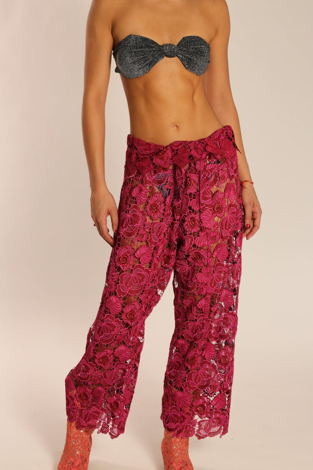LACE WRAP FISHERMAN PANTS MALIBU - sustainably made MOMO NEW YORK sustainable clothing, pants slow fashion