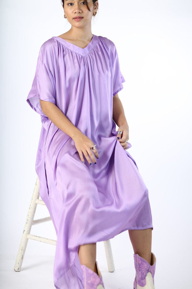 LAVENDER SILK DRESS JULIANA - sustainably made MOMO NEW YORK sustainable clothing, dress slow fashion