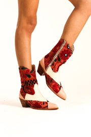 LEATHER PATCHWORK PATCH BOOTS ZAHRA - sustainably made MOMO NEW YORK sustainable clothing, boots slow fashion