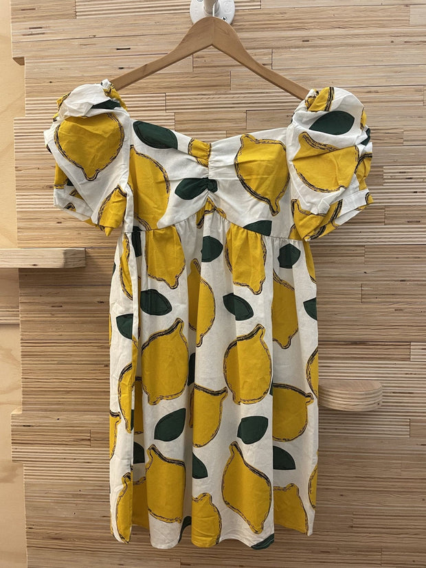 Lemons Mini Dress - Super Cute! ONE & ONLY - sustainably made MOMO NEW YORK sustainable clothing, Boho Chic slow fashion