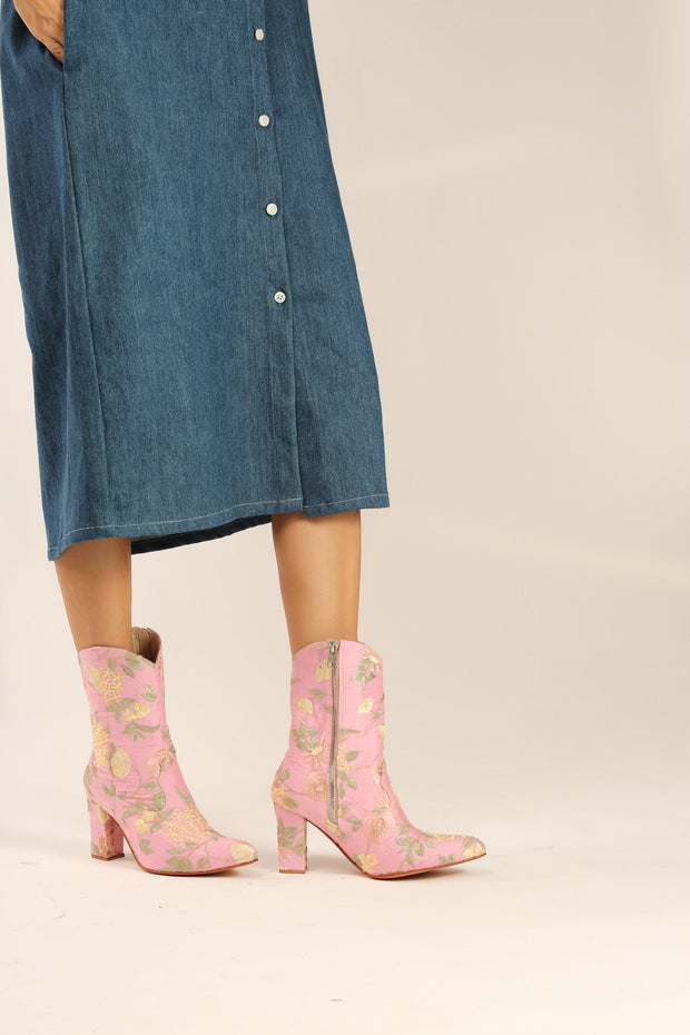 LIGHT PINK HIGH HEEL BOOTS PERRY - sustainably made MOMO NEW YORK sustainable clothing, boots slow fashion