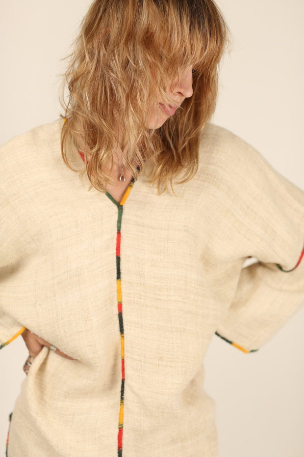LINEN KAFTAN SILJA - sustainably made MOMO NEW YORK sustainable clothing, fall22 slow fashion