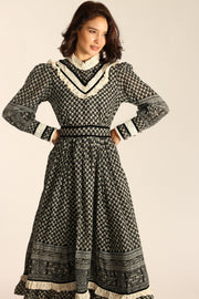 MAXI DRESS LAUREN LACE DETAIL - sustainably made MOMO NEW YORK sustainable clothing, dress slow fashion