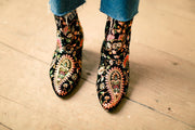 PAISLEY PATTERN VELVET BOOTS - sustainably made MOMO NEW YORK sustainable clothing, boots slow fashion
