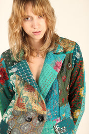 PENNY JACKET EMBROIDERED PATCHWORK X FREE PEOPLE - sustainably made MOMO NEW YORK sustainable clothing, fall22 slow fashion