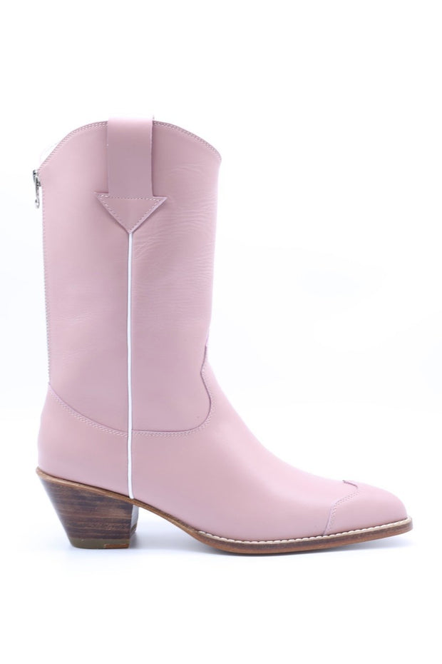 PINK COWBOY BOOTS CLARA - sustainably made MOMO NEW YORK sustainable clothing, boots slow fashion