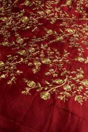 RED EMBROIDERED SILK B32-26 - sustainably made MOMO NEW YORK sustainable clothing, fabric slow fashion
