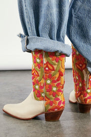 SELINA EMBROIDERED WESTERN BOOTS ( VINTAGE PINK) - sustainably made MOMO NEW YORK sustainable clothing, boots slow fashion