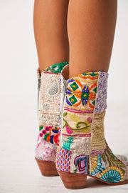 SELINA PATCHWORK WESTERN BOOTS X FREE PEOPLE - sustainably made MOMO NEW YORK sustainable clothing, boots slow fashion