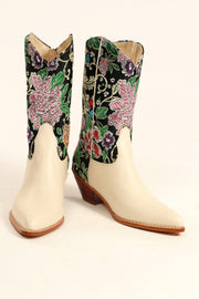 SELINA WESTERN CHINESE SILK BOOTS - sustainably made MOMO NEW YORK sustainable clothing, boots slow fashion