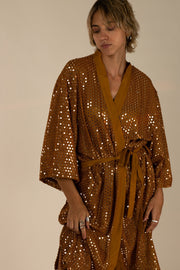 SEQUIN EMBELLISHED NOVELTY KIMONO NOVA - sustainably made MOMO NEW YORK sustainable clothing, Kimono slow fashion