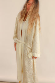 SEQUIN EMBROIDERED CAPSULE KIMONO IMMA - sustainably made MOMO NEW YORK sustainable clothing, Kimono slow fashion