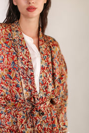 SILK BLOCK PRINT KIMONO SARU - sustainably made MOMO NEW YORK sustainable clothing, Kimono slow fashion