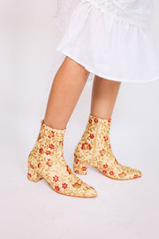 Silk Embroidered Boots Kate - sustainably made MOMO NEW YORK sustainable clothing, boots slow fashion