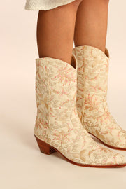SILK EMBROIDERED BOOTS LAFAYETTE - sustainably made MOMO NEW YORK sustainable clothing, boots slow fashion