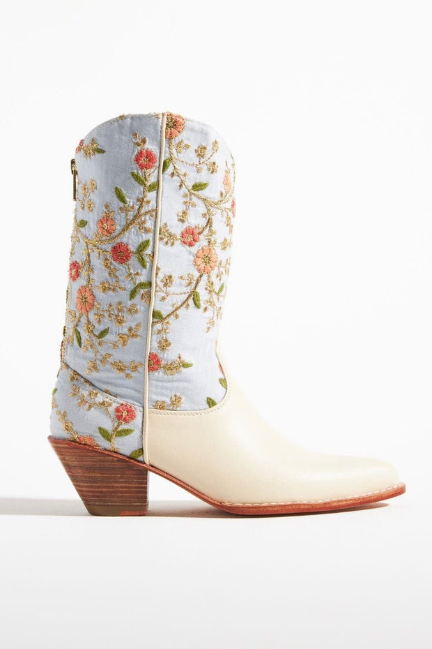 SILK EMBROIDERED WESTERN BOOTS LOUIS - sustainably made MOMO NEW YORK sustainable clothing, boots slow fashion