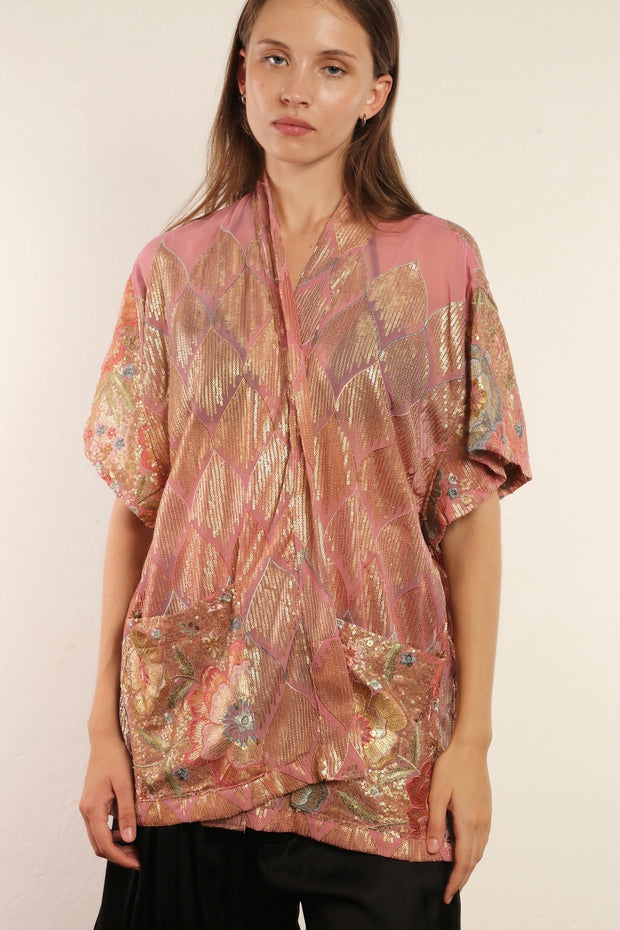 SILK SHORT KIMONO AVA - sustainably made MOMO NEW YORK sustainable clothing, kimono slow fashion