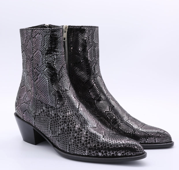 Snake Skin Ankle Boots Liz - sustainably made MOMO NEW YORK sustainable clothing, boots slow fashion