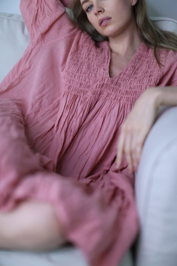 STAY COMFY AT HOME COTTON DRESS MARTY - sustainably made MOMO NEW YORK sustainable clothing, kaftan slow fashion
