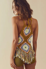 SUMMER OF LOVE HALTER TOP X FREE PEOPLE - sustainably made MOMO NEW YORK sustainable clothing, crochet slow fashion
