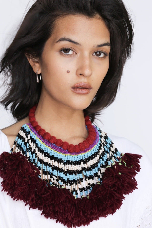 Tribal Tassel Necklace Amelie - sustainably made MOMO NEW YORK sustainable clothing, slow fashion