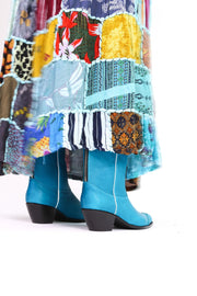 TURQUOISE WESTERN BOOTS MILKA - sustainably made MOMO NEW YORK sustainable clothing, boots slow fashion