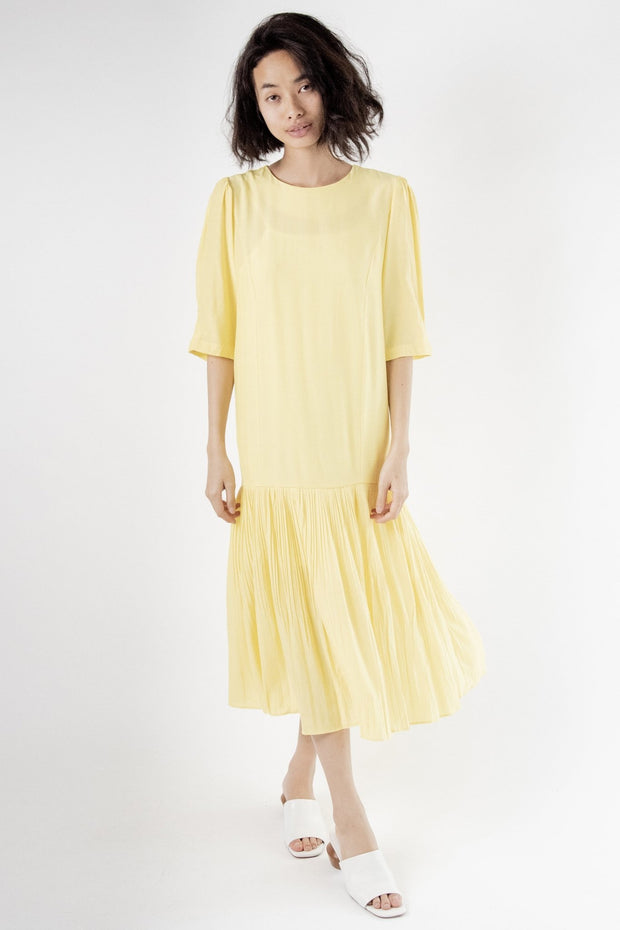 Yellow Dress Agnes - sustainably made MOMO NEW YORK sustainable clothing, kaftan slow fashion