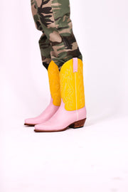 YELLOW PINK BOOTS MARJON - sustainably made MOMO NEW YORK sustainable clothing, boots slow fashion
