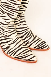 ZEBRA PRINT WESTERN BOOTS XENIAS - sustainably made MOMO NEW YORK sustainable clothing, boots slow fashion